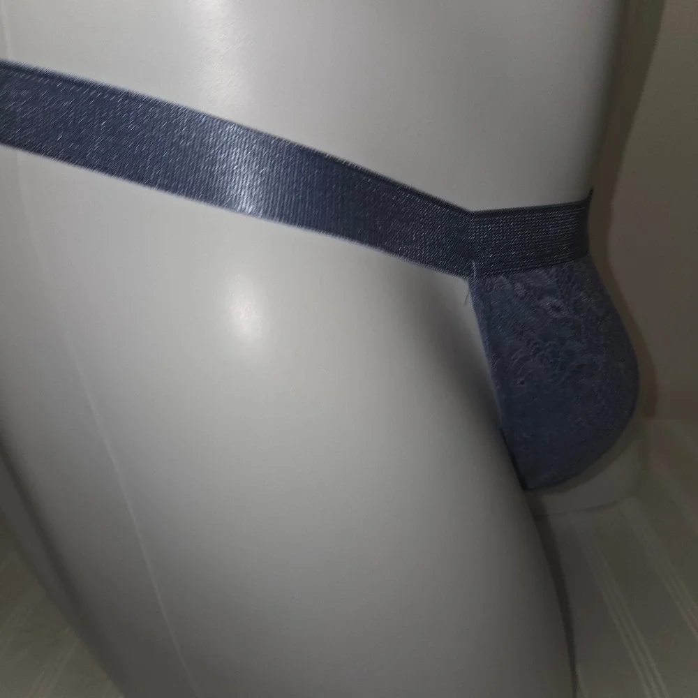 Cosabella Lace Mid-Rise Men's Thong Stretch Italian Blue Diamond Underwear L